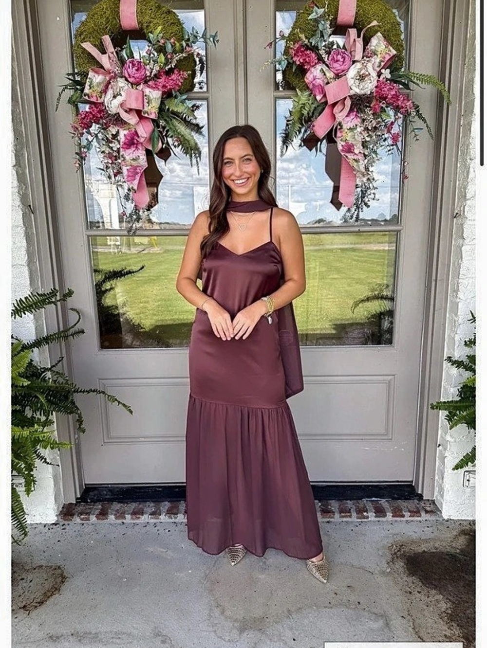 Evelyn Rose Maxi Dress in Brown NWT